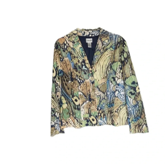 Chico’s Multicolor Cotton Blend Long Sleeve Blazer Women’s Size 1 or Medium - Picture 3 of 12